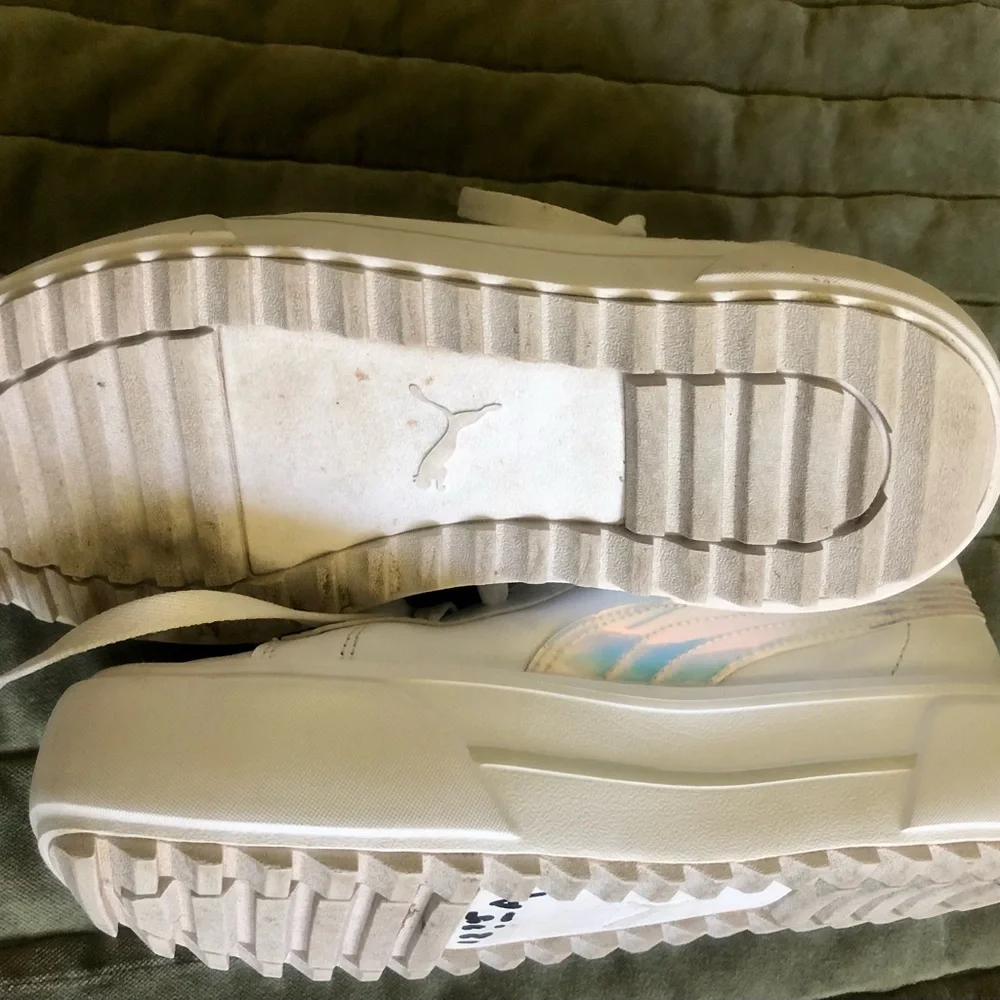 Puma White High-Top Sneakers with Iridescent Accent